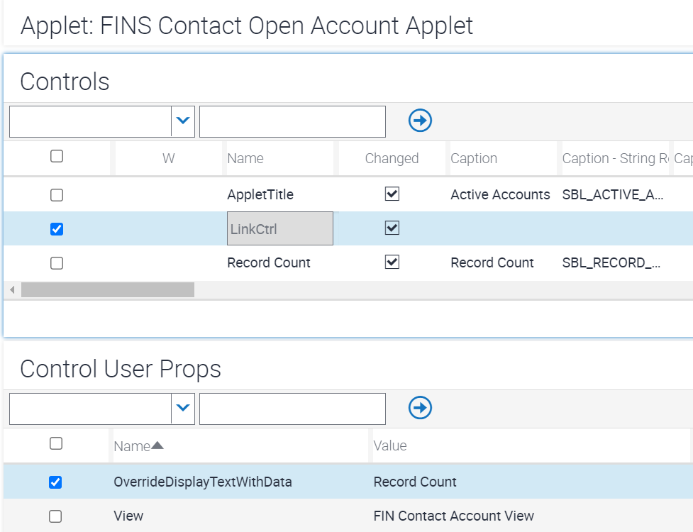 Sample configuration for the LinkCtrl control: This figure is described in the surrounding text.