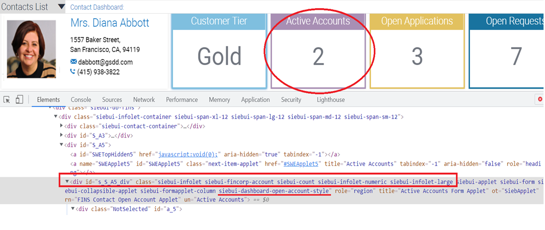 Resulting change in application, with the new CSS class added on top of the existing style class: This image is described in the surrounding text.