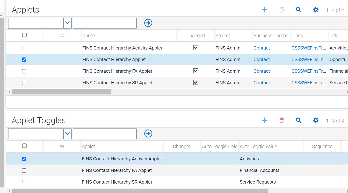 Example of specifying toggle applets for hierarchy applet: This image is described in the surrounding text.