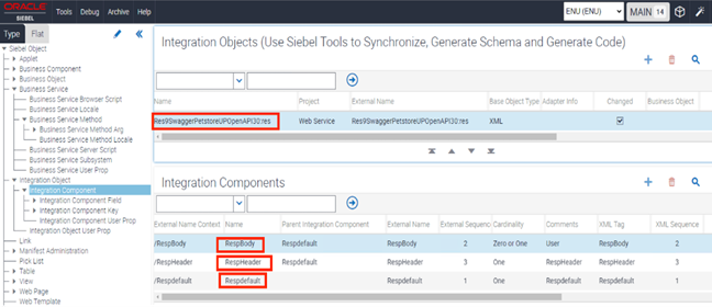 The surrounding text describes the response integration object and its child integration components listed in the Integration Components pane.