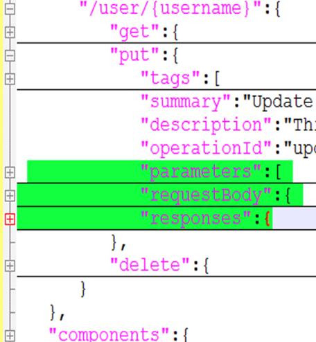 This figure shows a file with 3.0 JSON specification.