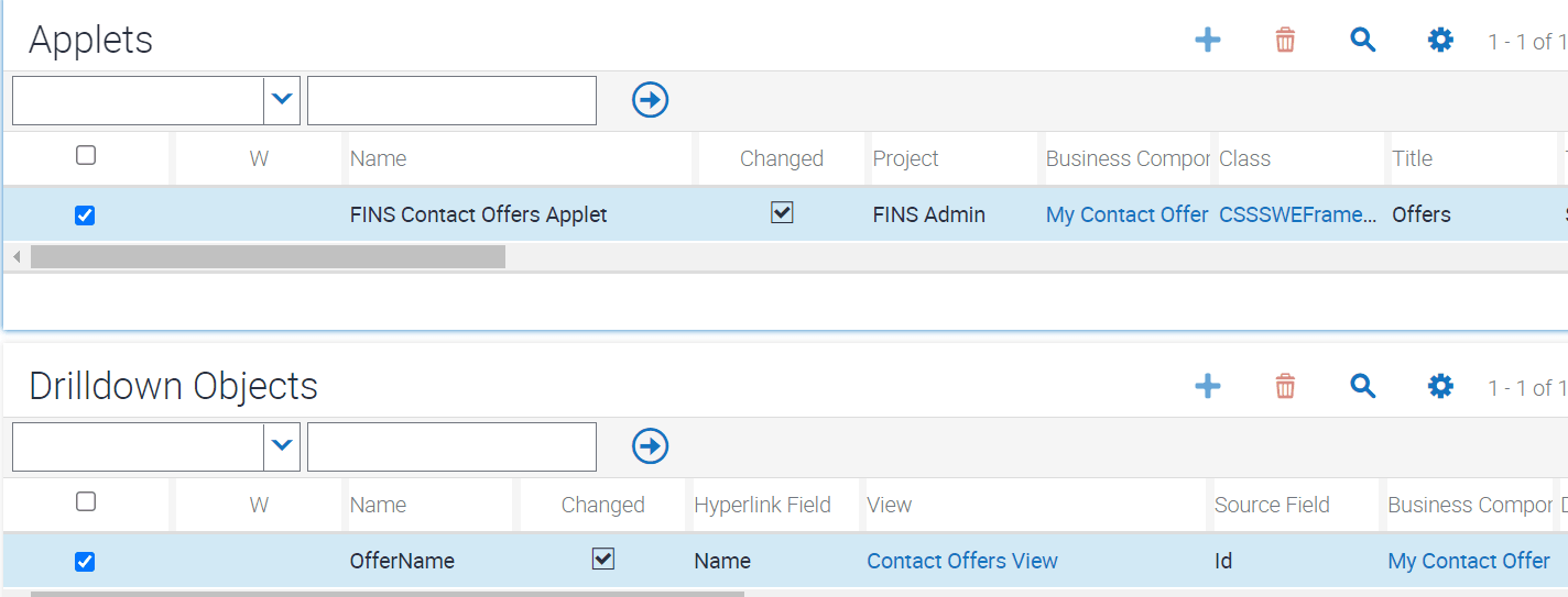 Sample configuration for the List list and its list column, OfferName: This image is described in the surrounding text.