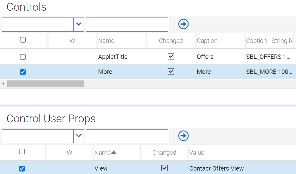 Sample configuration for the More control and its user properties: This image is described in the surrounding text.