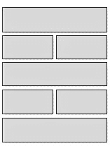 Generic Layout of the ViewSMESegmentDetail Template. In this image, there is an applet that spans the width of the view followed by two applets that each span half of the view. These applets are followed by an applet that spans the width of the view. Two applets that both span half of the width of the view follow. At the end of the view, there is an applet that spans the width of the view.