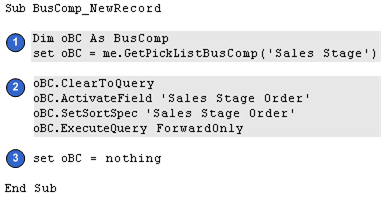 This figure provides an example of declaring an object as a Siebel CRM Object Type.