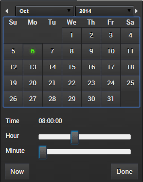 Example of the Calendar Control: This image is described in the surrounding text.