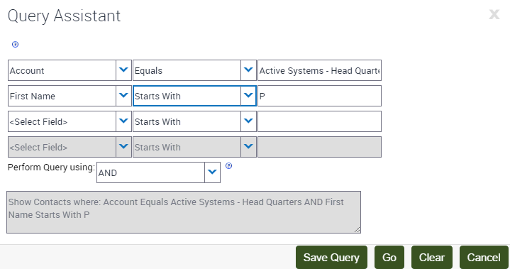 Example of the Query Assistant Dialog Box: This image is described in the surrounding text.