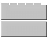 Generic Layout of the DotComViewAdmin1 Template. This image is divided into two sections. The section at the beginning of the image shows a template with multiple tabs. A second section appears after the first section.