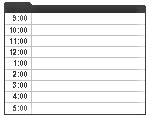 Generic Layout of the eCalendarDailyApplet Template. In this image of a calendar template, there are two columns. The first column lists times in hourly increments beginning with 9:00. Each time is paired with a field in the second column.