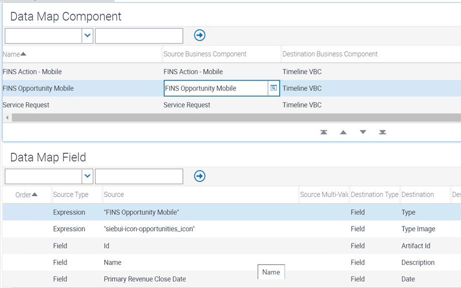 Specifying data map fields: This image is described in the surrounding text.