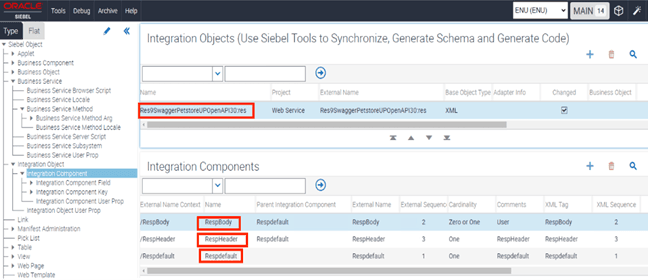 The surrounding text describes the response integration object and its child integration components listed in the Integration Components pane.