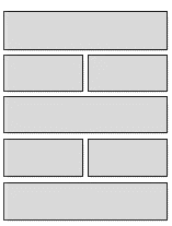 Generic Layout of the ViewSMESegmentDetail Template. In this image, there is an applet that spans the width of the view followed by two applets that each span half of the view. These applets are followed by an applet that spans the width of the view. Two applets that both span half of the width of the view follow. At the end of the view, there is an applet that spans the width of the view.