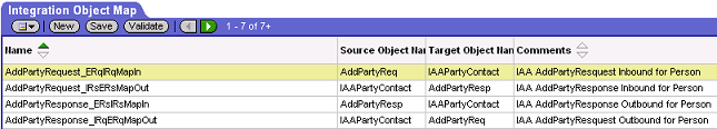 Integration Object Map applet. This image is described in surrounding text.