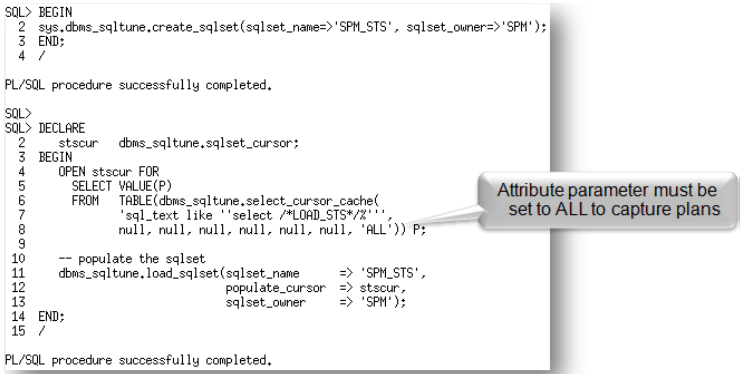 Code sample for DBMS_SQLTUNE.