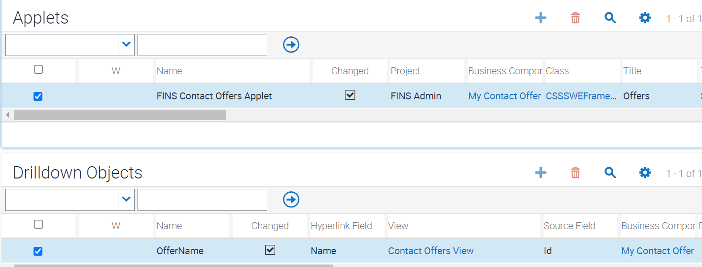 Sample configuration for the List list and its list column, OfferName: This image is described in the surrounding text.