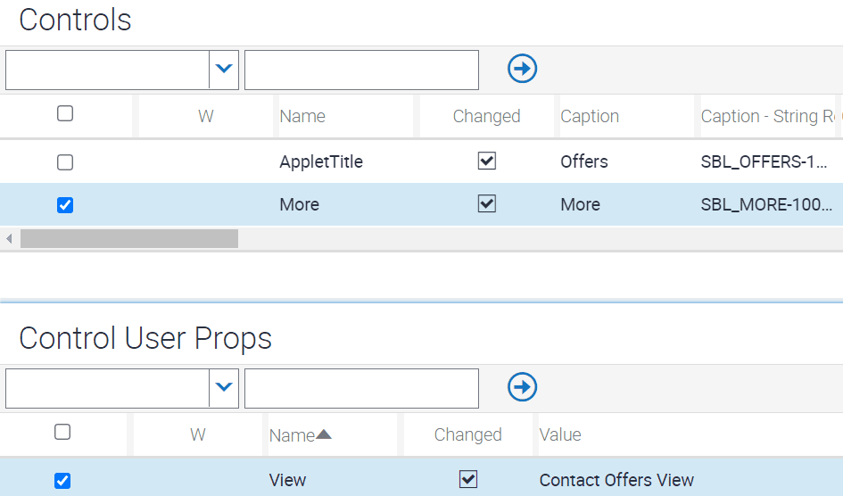 Sample configuration for the More control and its user properties: This image is described in the surrounding text.