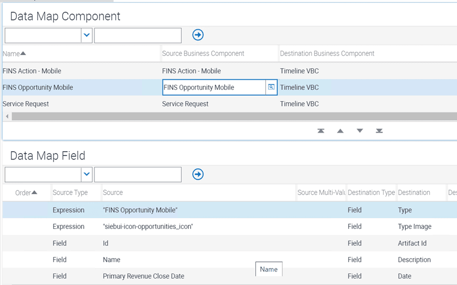 Specifying data map fields: This image is described in the surrounding text.