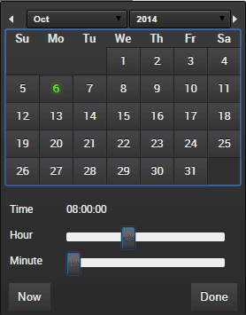 Example of the Calendar Control: This image is described in the surrounding text.