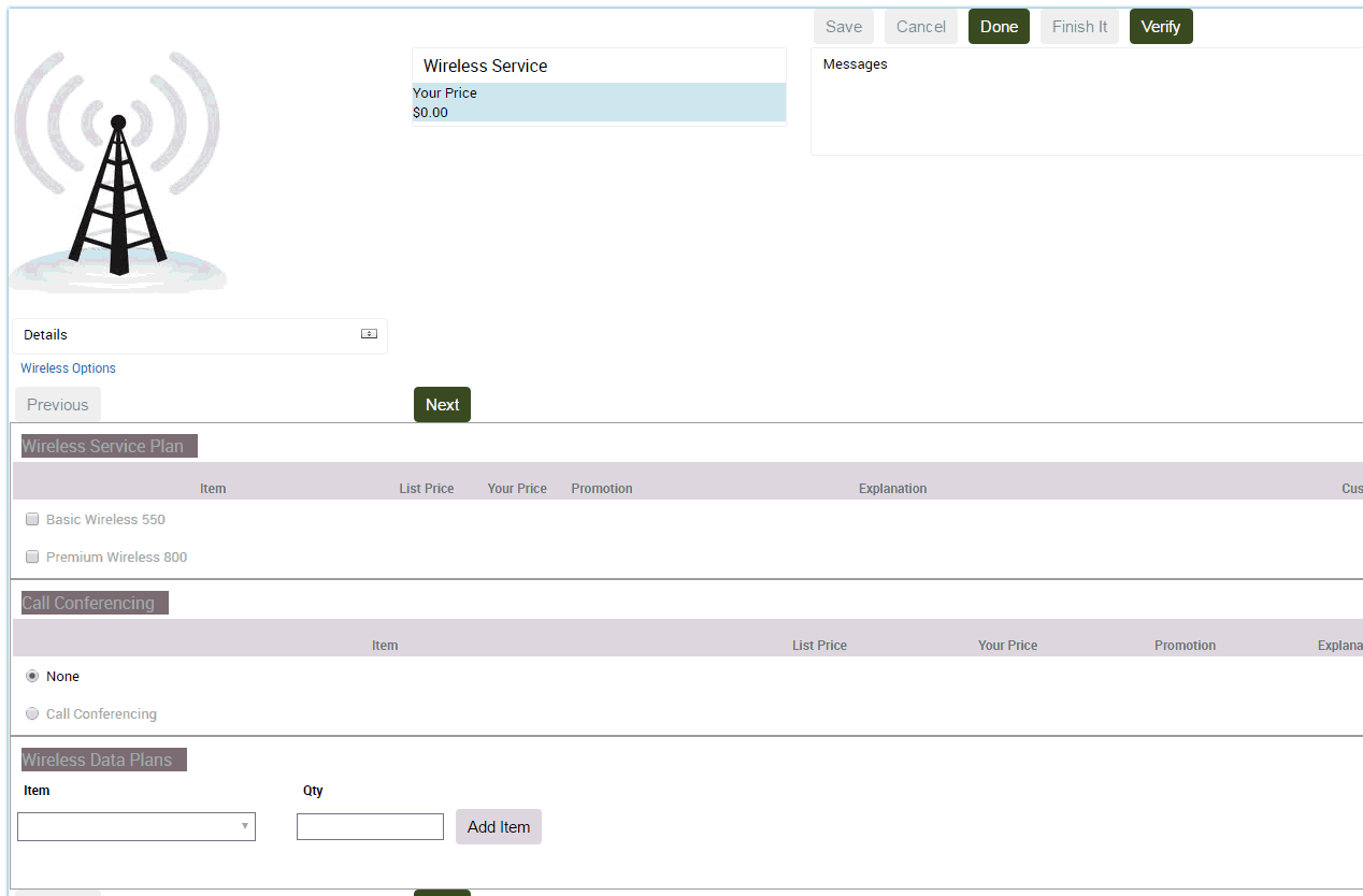 This figure displays how the group items are displayed in Wizard Product theme and is described in the surrounding text.