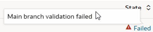 失敗状態を表示するメイン・ブランチの検証 失敗状態を表示するメイン・ブランチの検証