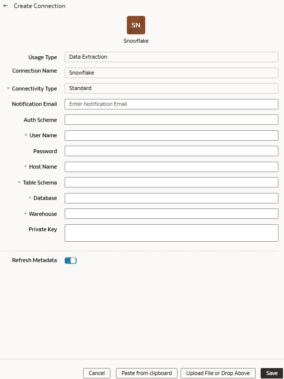 Snowflake接続の作成