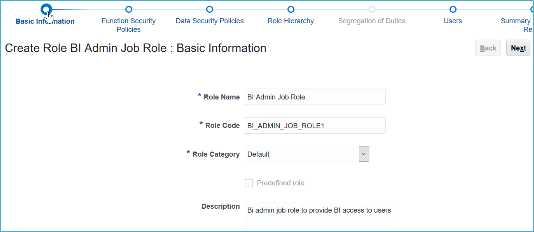 ジョブ・ロールの基本情報の作成