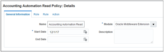 この図は、既存のAccounting Automation Readという名前のポリシーの 「ポリシー」ページを示しています。