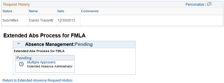 Extended Absence Request Details page (2 of 2)