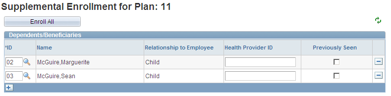 Supplemental Enrollment page