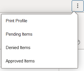 Profile - More Actions menu list