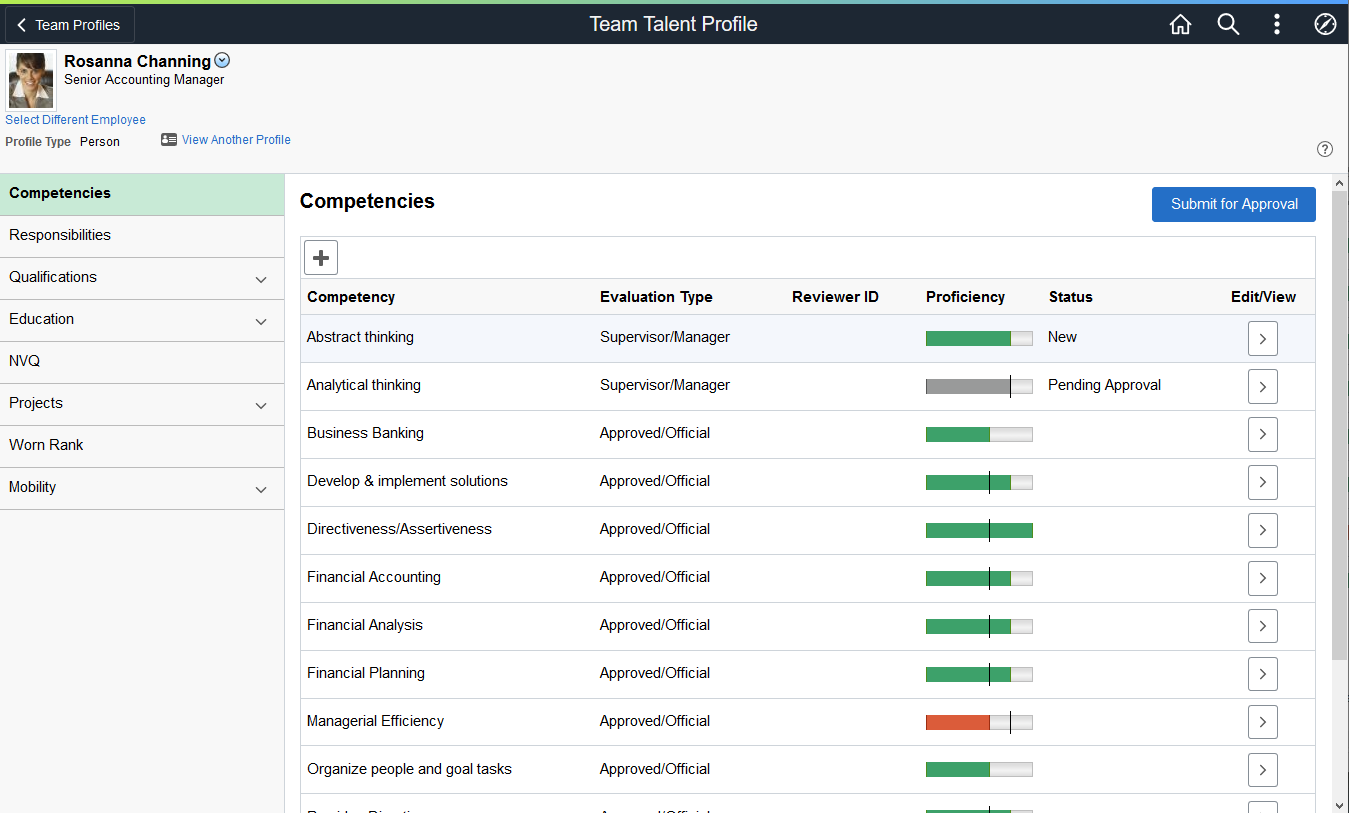 (Tablet) Team Talent Profile page: Competencies