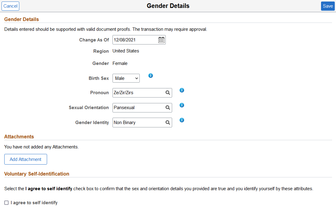 Gender Details page