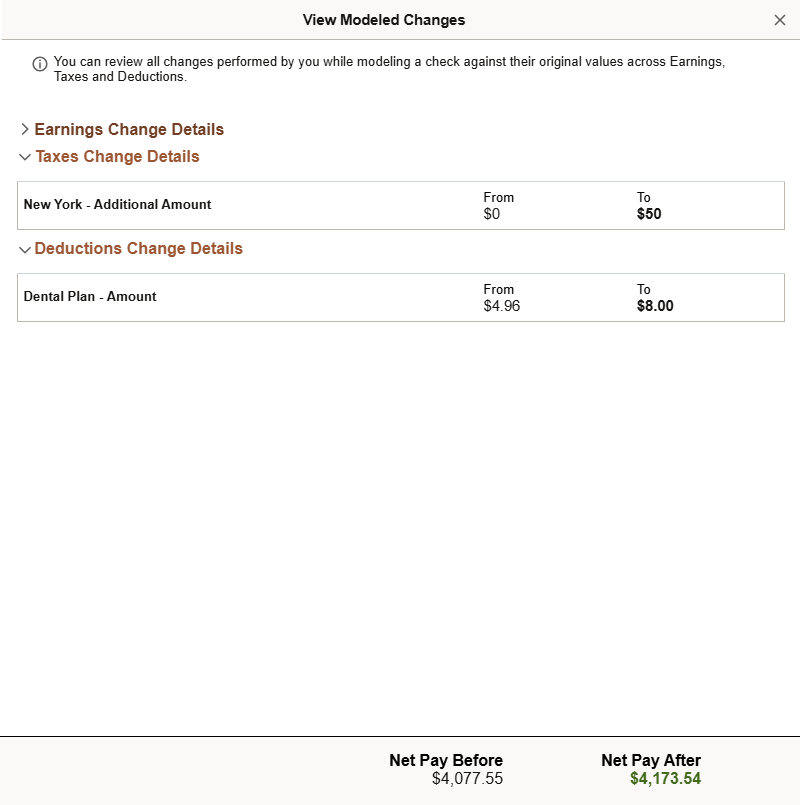 View Modeled Changes page