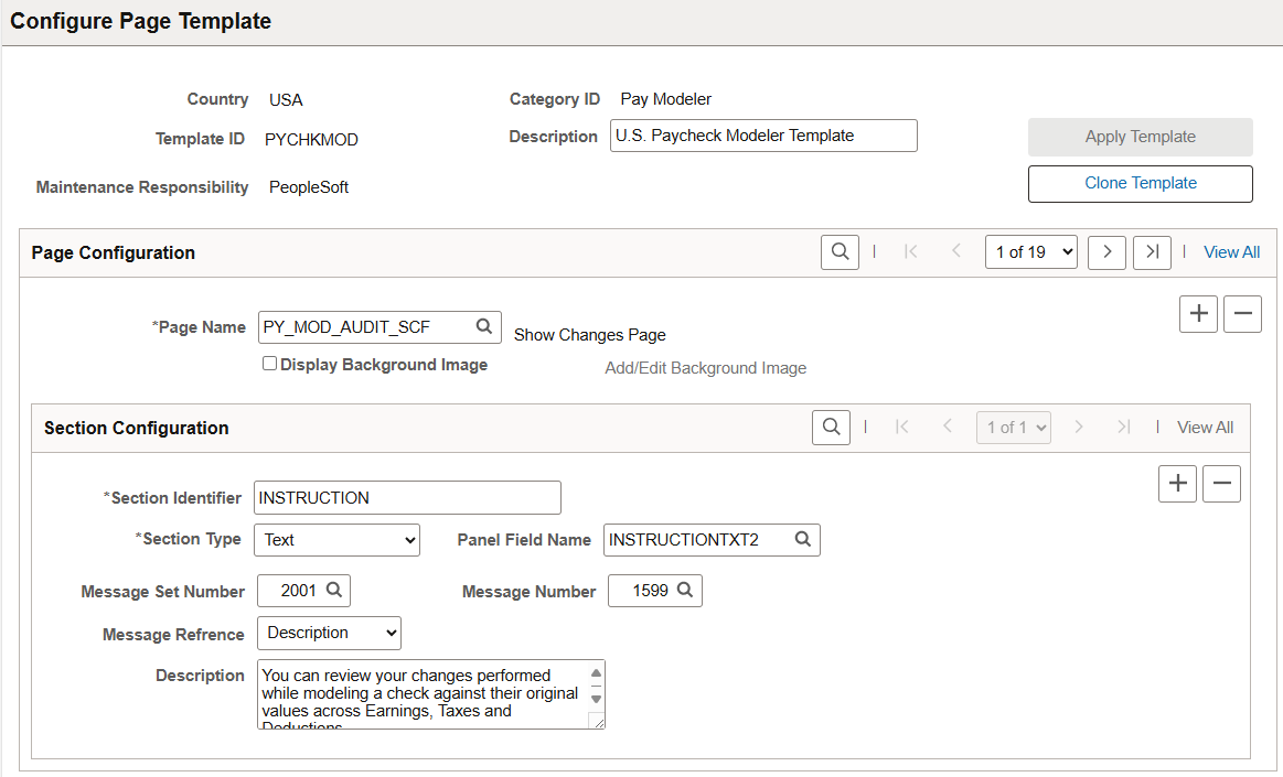 Configure Page Template page