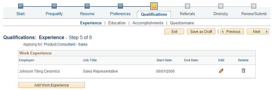 Candidate Gateway application step in regular display mode