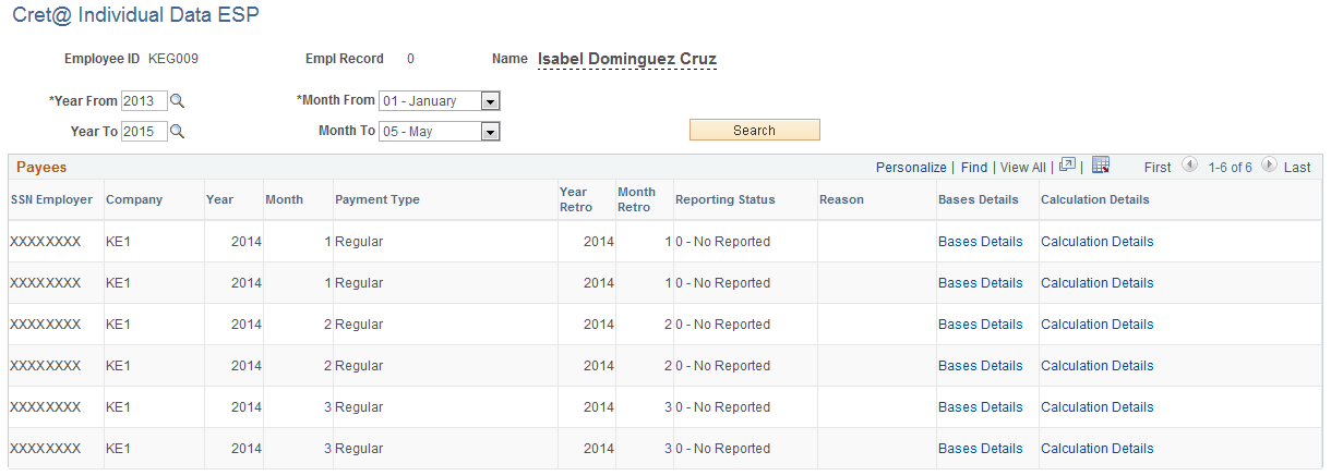 Cret@ Individual Data ESP page