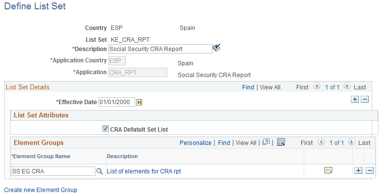 List Set for CRA Report