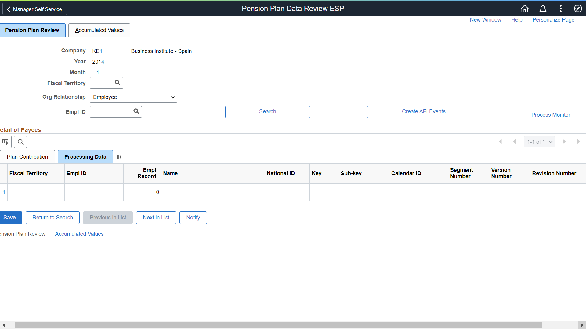 Processing Data page