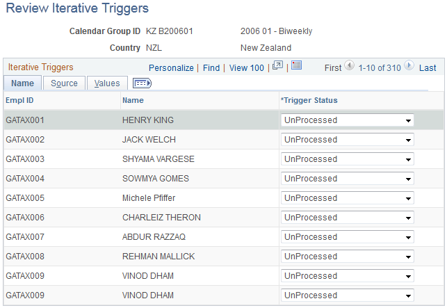 Review Iterative Triggers page - Name tab