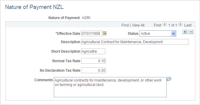 Nature of Payment NZL page