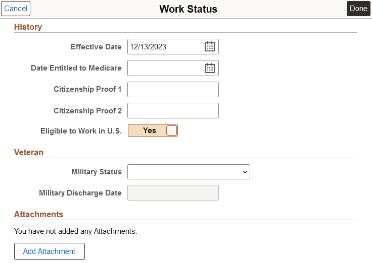 (USA) Work Status page