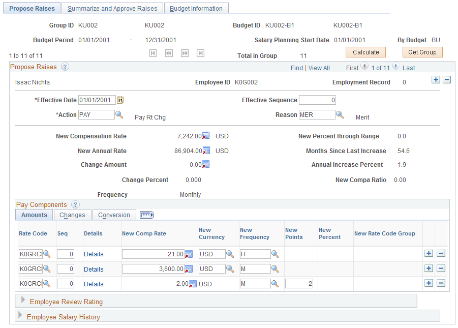 Propose Raises page (1 of 4)