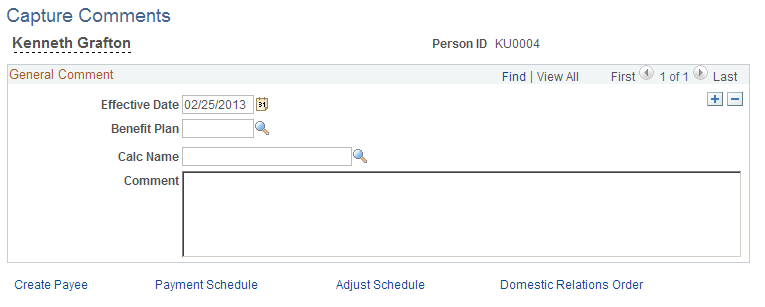 Capture Comments page