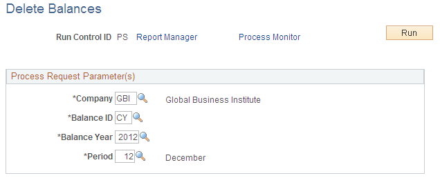Delete Balances page