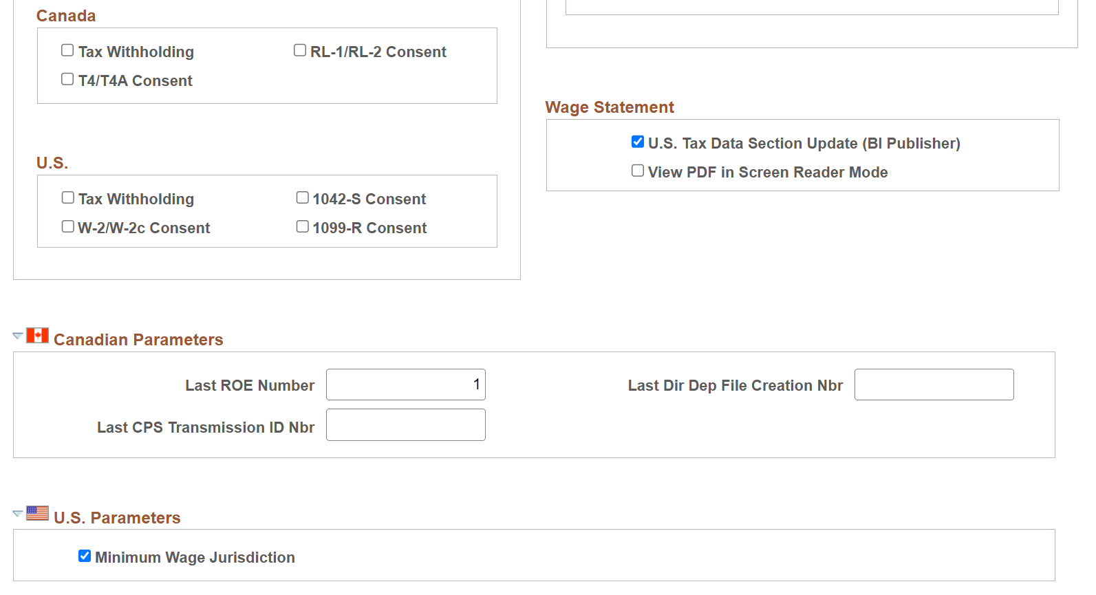 Payroll for NA Installation page (3 of 3)
