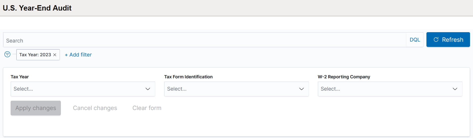 U.S. Year-End Audit dashboard (1 of 6)