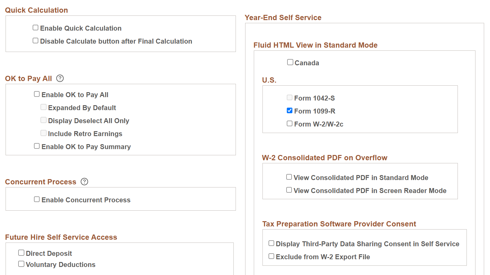 Payroll for NA Installation page (2 of 3)