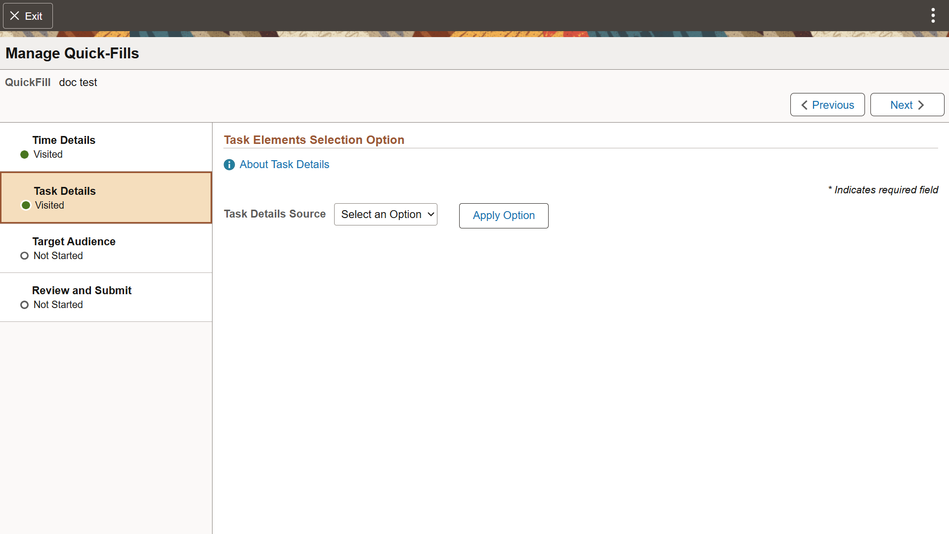 Task Details page