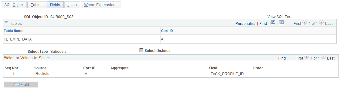 Fields page