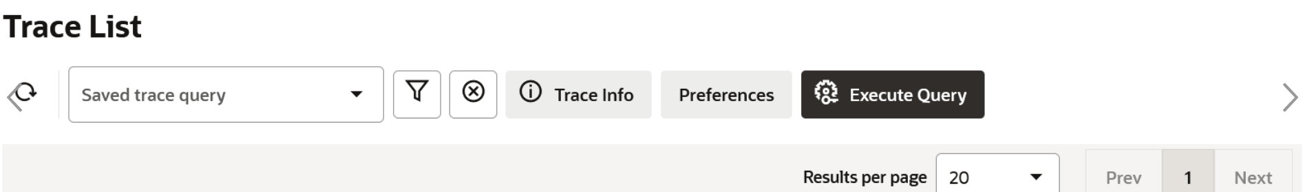 Trace list tool bar Trace list tool bar